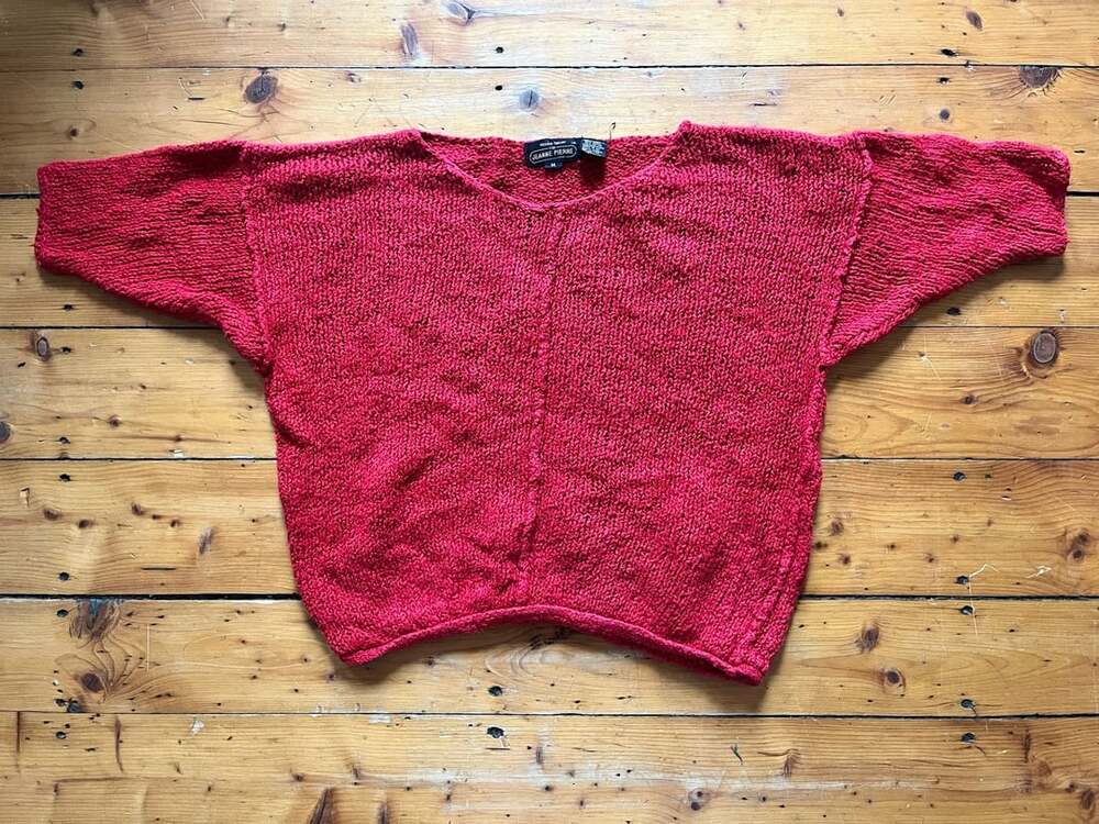 Renee Tener For Jeanne Pierre Sweater Size M Red Ramie Cotton Knit